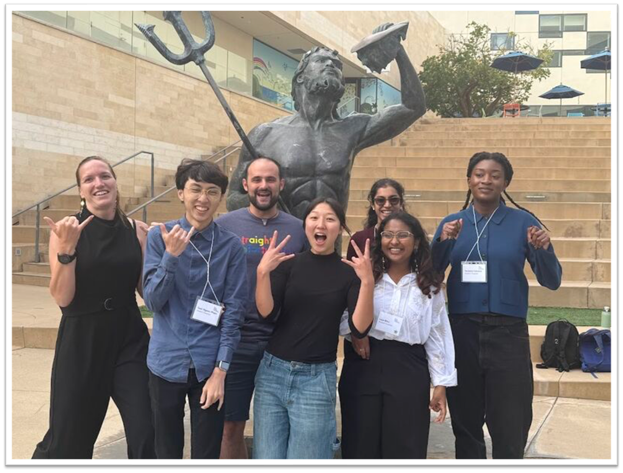 GW Paleontology group at Neptune statue