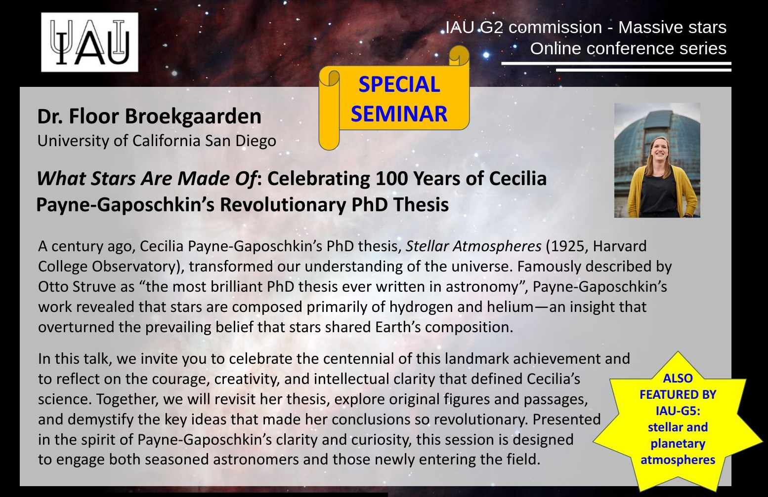 IAU G2 Cecilia Payne-Gaposchkin Lecture