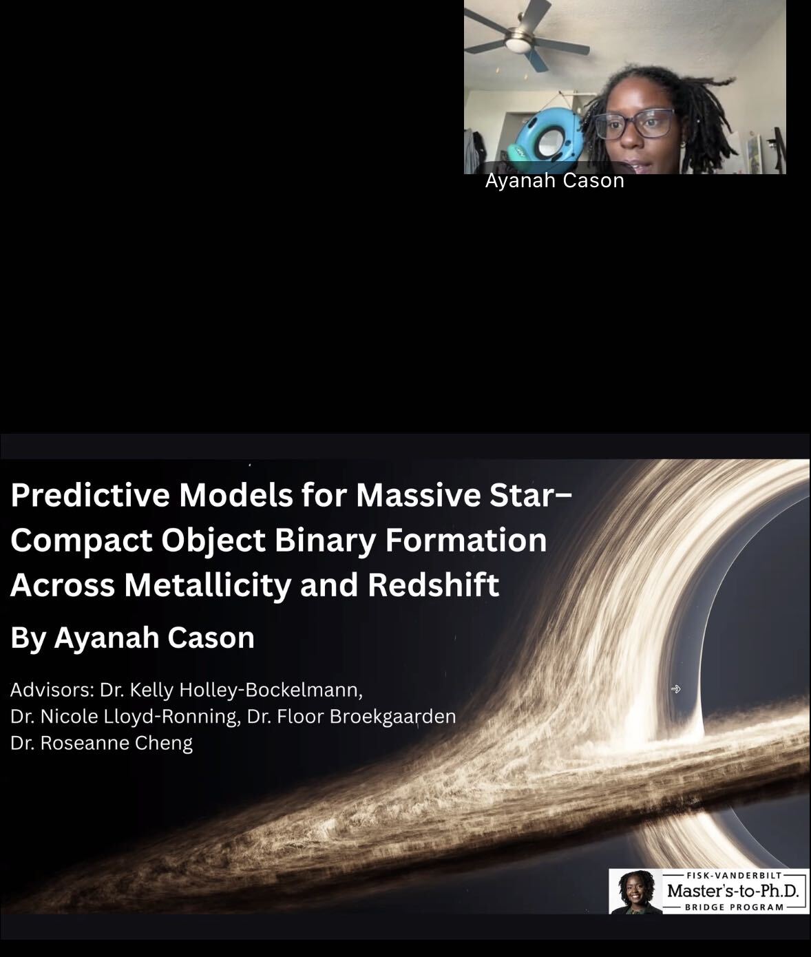 Ayanah Cason and Melanie Santiago presenting at the Black in Astro PhD forum