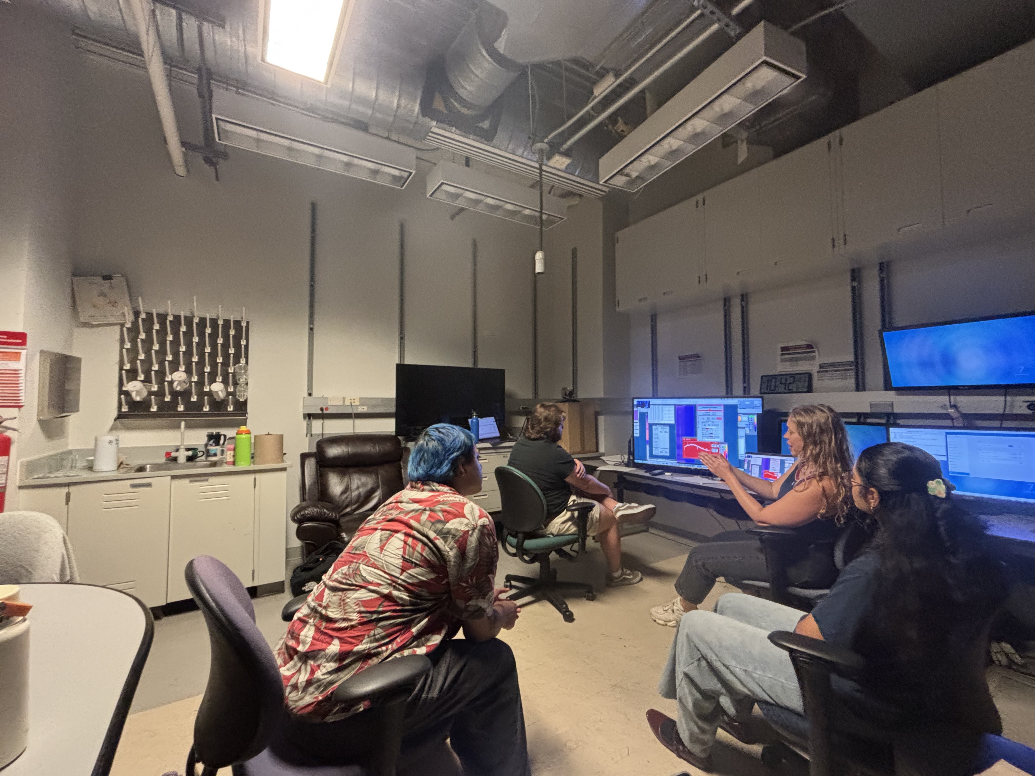 Group members and undergraduates at the Lick observing night